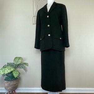 80s does 40s ww2 landgirl olive green wool jacket skirt suit set 8